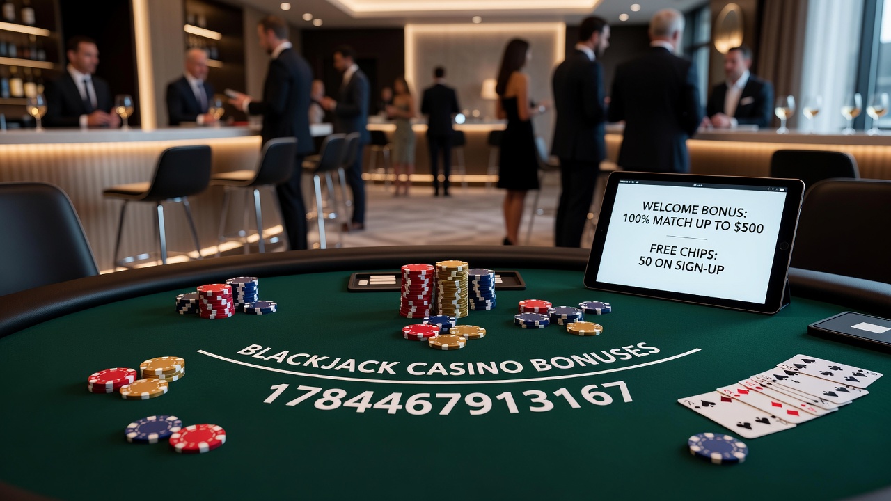 Mobile device showing blackjack bonus balance and wagering progress tracker