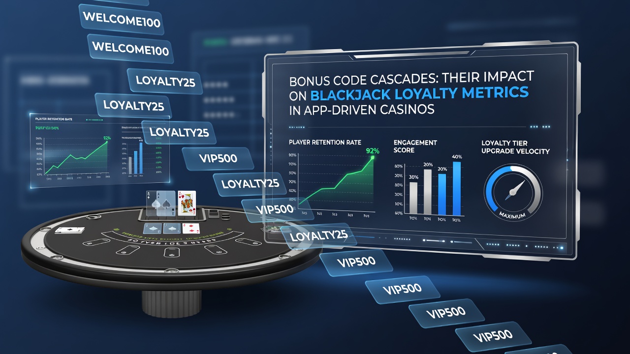 Mobile casino app interface displaying cascading bonus code progression for blackjack players