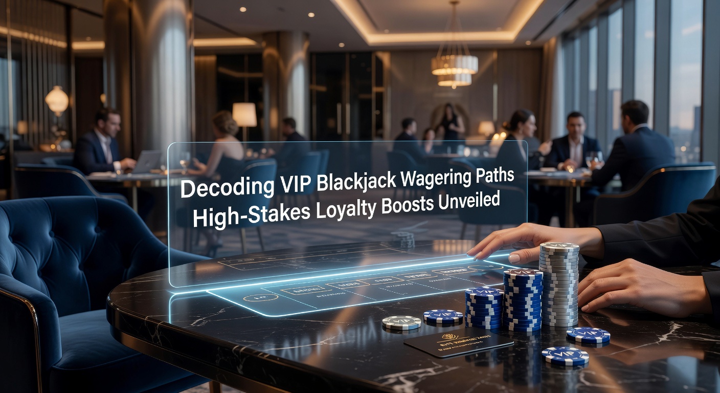 High-stakes VIP blackjack table illuminated under casino lights, chips stacked high beside a player's hand holding cards