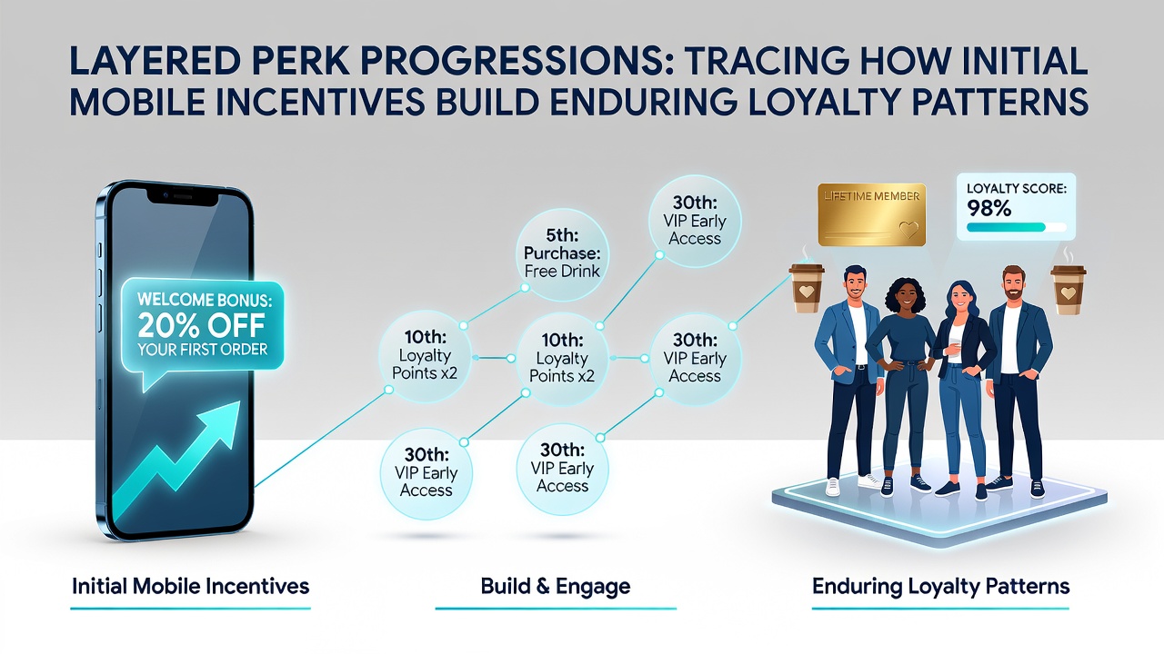 Progression chart illustrating how mobile incentives evolve into sustained loyalty rewards for card game users
