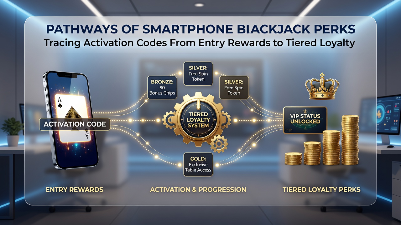 Mobile blackjack loyalty dashboard showing tier progression levels and accumulated reward points