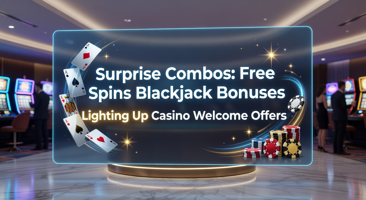 Vibrant casino interface displaying a welcome bonus combining free spins on slots with blackjack table credits, highlighting hybrid promotions