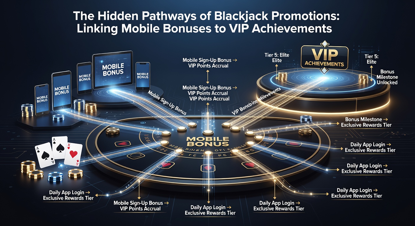 Flowchart diagram illustrating the connection between mobile blackjack bonuses and VIP achievement milestones